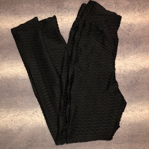 🌟Black Brazilian Style Bubble Textured Yoga Pants - Picture 8 of 12